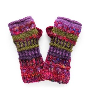 NTW Feelgoodz Handmade Himalayan Wool Fingerless Gloves Half Mitten Fleece Lined